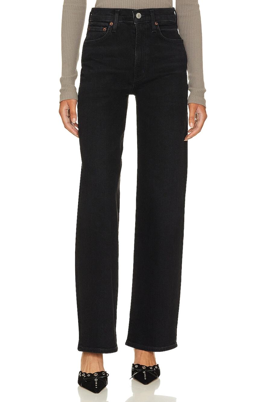 Agolde Mid-Rise Wide Straight Black Harper Denim Jeans Size 27